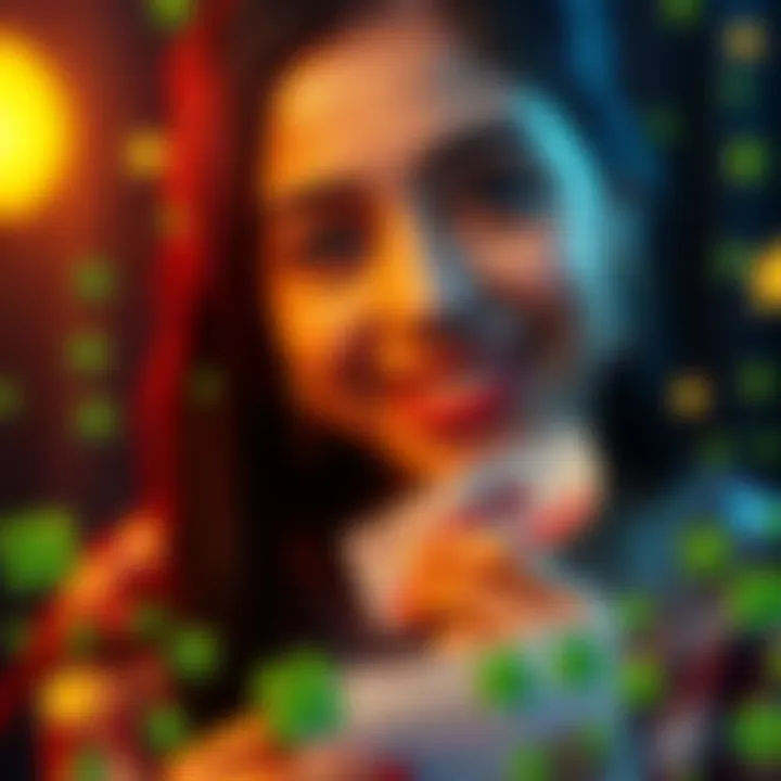 A person holding a lottery ticket with a hopeful expression, surrounded by symbols of luck like four-leaf clovers and stars.