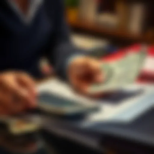 A person reviewing financial documents with a calculator and lottery ticket in hand, symbolizing financial planning after winning the lottery.