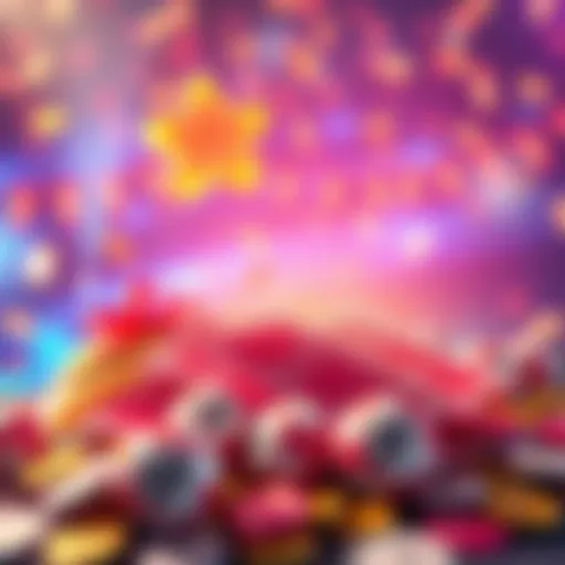 A vibrant image showcasing lottery tickets and bright prizes, symbolizing chances to win big