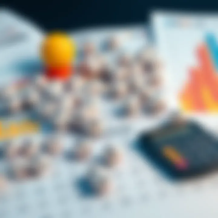 A collection of structured lottery numbers arranged neatly on a table with a calculator, showing an organized approach to playing the lottery.