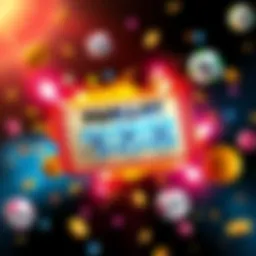 Colorful lottery ticket with excitement and odds symbols around it, signifying a chance to win big at 9PM.