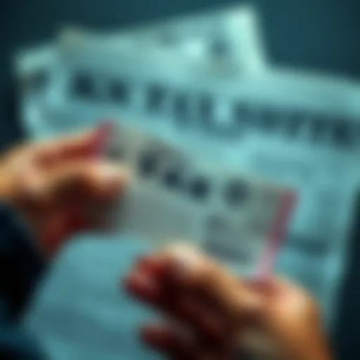 A person holding a winning lottery ticket while a government tax notice is in the background, symbolizing taxation on lottery winnings.
