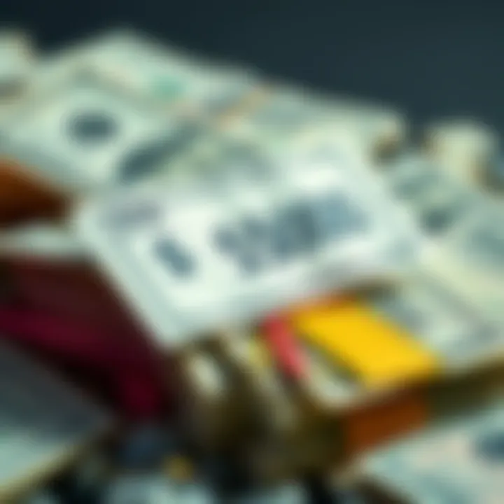 A close-up of a $2 lottery ticket beside a pile of cash, symbolizing a $5000 prize win.