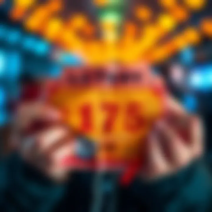 A close-up of a lottery ticket showing winning numbers with excited hands holding it