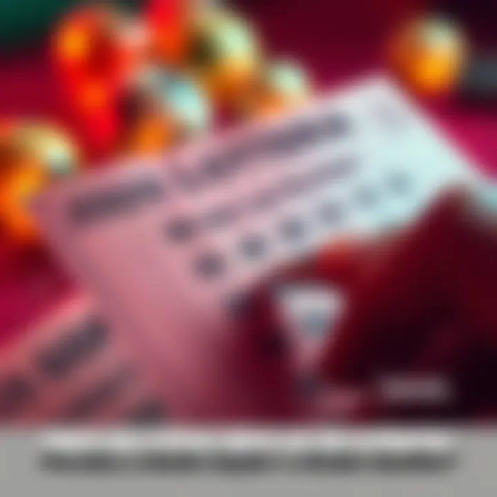 A close-up of a lottery ticket showing winning numbers, with a hand holding a pen