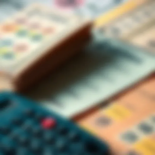 A stack of lottery tickets next to a calculator, symbolizing the blend of luck and mathematics in winning the lottery