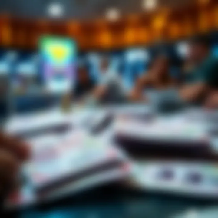 Lottery Tickets and Winners A close-up of lottery tickets on a table with hopeful players looking at their potential winnings.