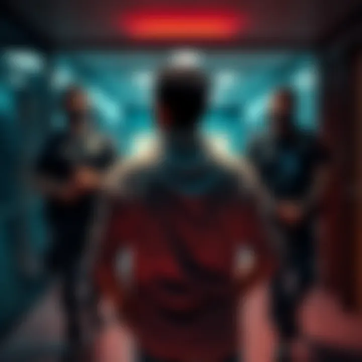 A man in handcuffs being led away by police, reflecting on his recent lottery win and current arrest for robbery.