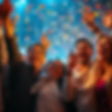 Lottery Winners Celebrating People celebrating after winning the lottery with smiles and confetti in the air