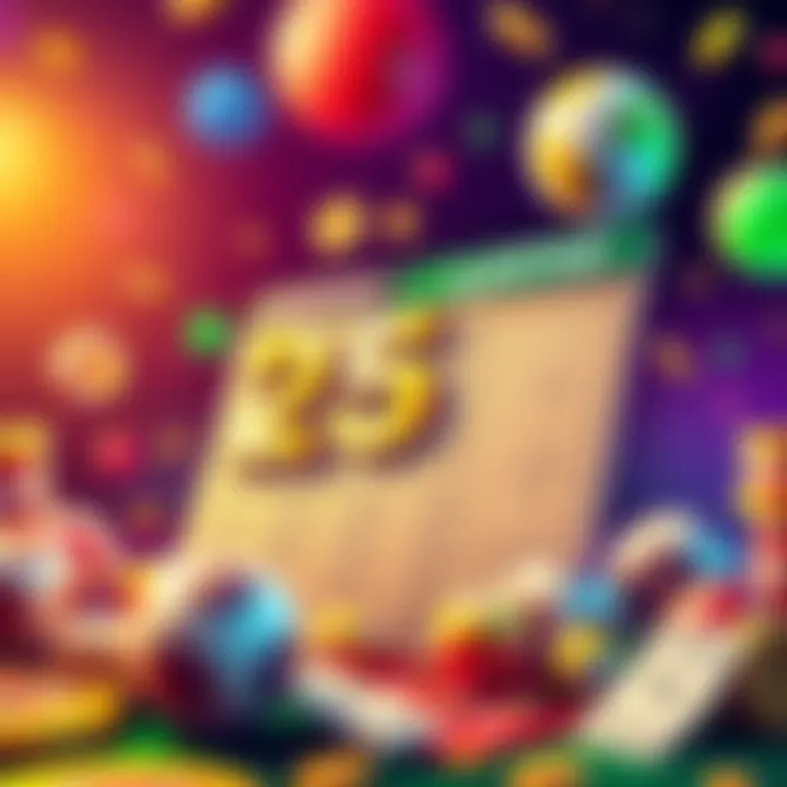 Illustration showing Lotto 25 parlay concept with a list of easy winning bands and gambling items