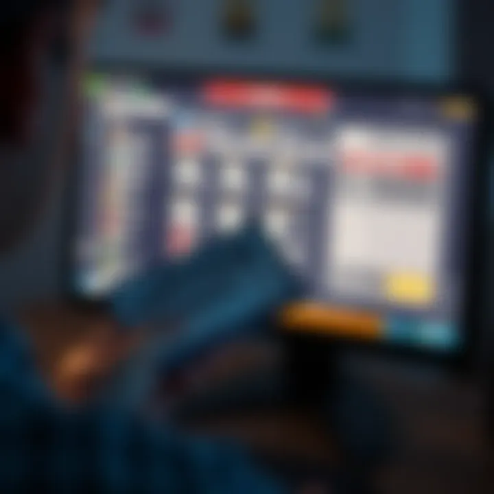 A person looking at a computer screen showing lottery links and a lotto ticket in hand, symbolizing easy access to lotteries.