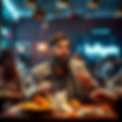 Loud Customer in Restaurant A noisy customer causes disruption in a crowded restaurant, making other diners uncomfortable