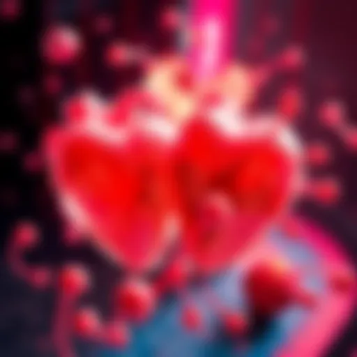 A portrayal of love represented through hearts and biological elements symbolizing semen, showcasing the link between affection and biology.