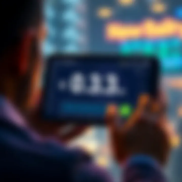 A digital wallet interface showing a balance of 0.3 SOL in cryptocurrency with a worried person looking at the screen.