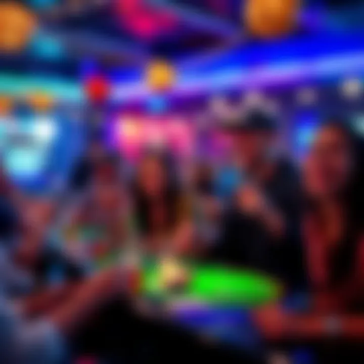 People enjoying a casual gambling experience with friends at a festive gathering, smiling and celebrating together.