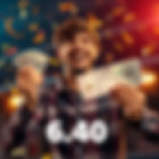 A happy person holding cash and a betting slip, celebrating a small wager victory