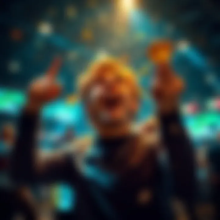 A person celebrating after winning a game with a one dollar bet, showing excitement and surprise.