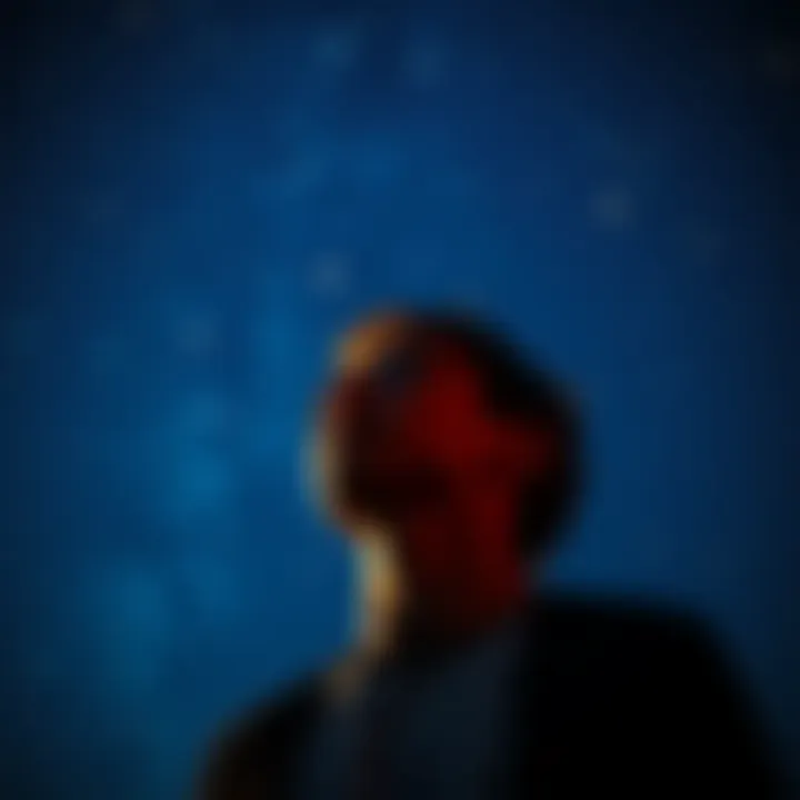 A person looking hopeful at night with stars shining above, symbolizing luck and fortune ahead.