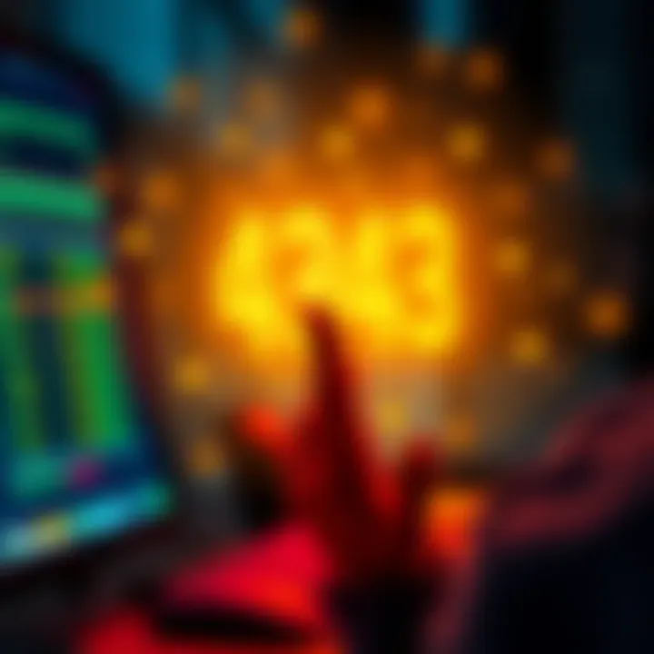 Lucky Number Clicks A person excitedly clicking on a computer mouse with the number 4343 displayed on the screen.