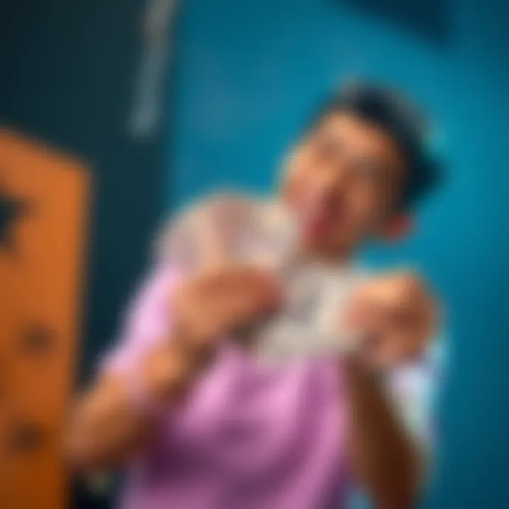 A happy person holding a stack of cash with a big smile, celebrating their unexpected win.