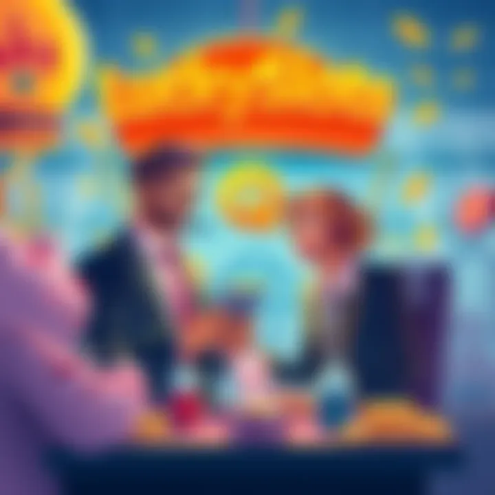 A helpful customer support scene for LuckySlots, featuring a friendly representative assisting players with tips and strategies for better betting experiences.