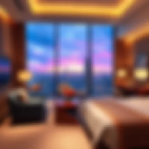 Elegant Seven Stars hotel room featuring modern furniture and scenic views
