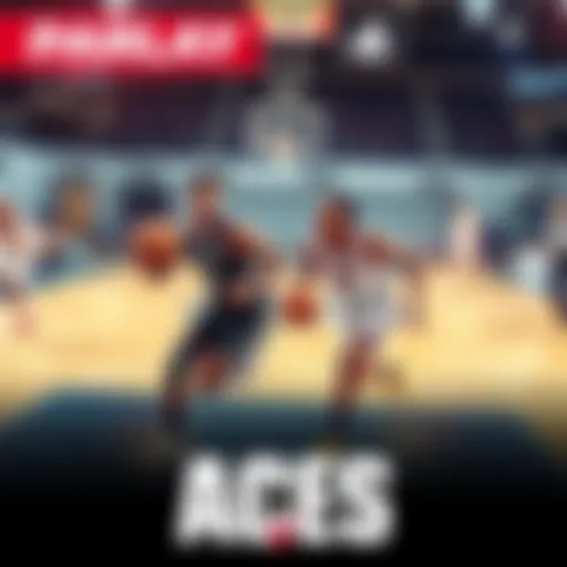 Action shot of Lynx vs Aces basketball match, showcasing players in motion on the court