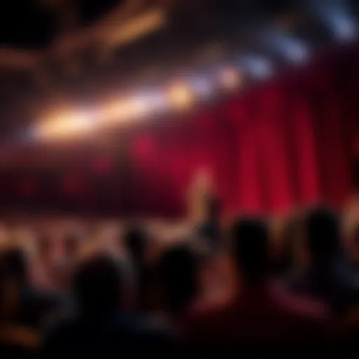 Audience engaged in a dramatic theater performance with actors on stage