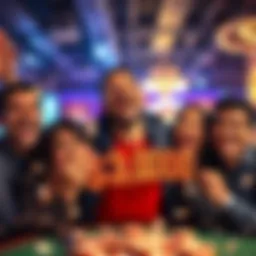 A man joyfully celebrating his $37,000 win from gambling, surrounded by his supportive family, showing gratitude and happiness.