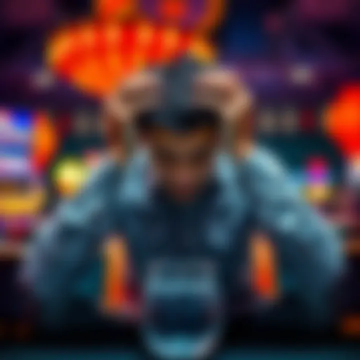 Man in despair over gambling losses A man sitting with his head in his hands, looking distressed and overwhelmed, symbolizing the struggle with gambling addiction.