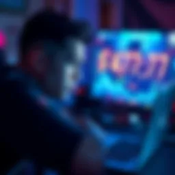 A man looking distressed as he watches a streaming session on his laptop, with dollar signs and negative numbers on the screen, illustrating heavy losses in gambling.