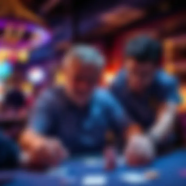 A man with a disability playing poker with the help of a friend in a casino setting.