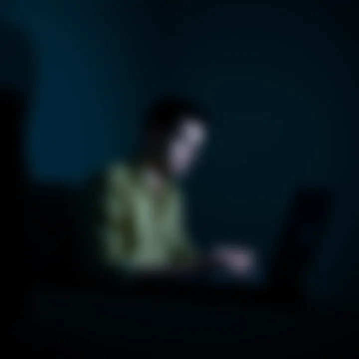 A 27-year-old man sits alone in a dimly lit room, looking contemplatively at a laptop with betting websites open, symbolizing struggles with gambling debt.