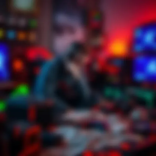 A man looks stressed and overwhelmed surrounded by gaming gear and bills, reflecting on his financial loss due to gaming addiction