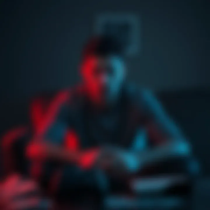 A man looks worried and anxious, sitting alone in a dimly lit room, with bills and a gaming console nearby, symbolizing his struggle with gaming addiction and consequences of theft.