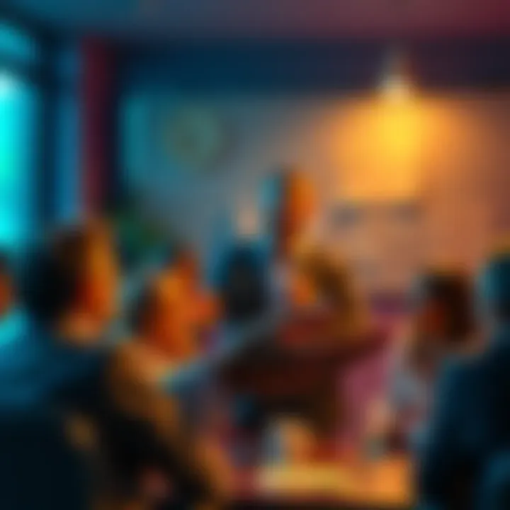 A man giving advice to a group of people while holding out his hand for a tip