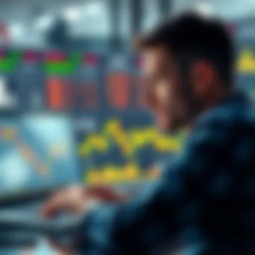 A man looking at a laptop screen with betting odds and investment charts, pondering over how to use his betting bonus wisely.