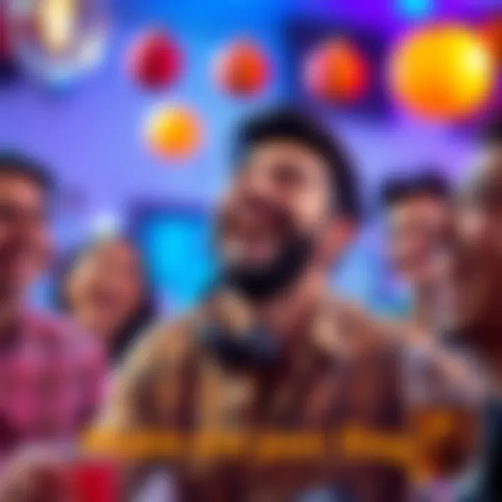 A cheerful man laughing with friends in a lively setting, highlighting the joy of daily laughter