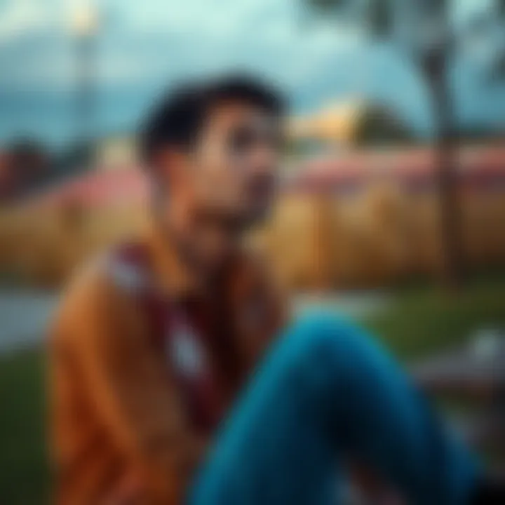 A man sitting on a bench, looking thoughtful and pensive, symbolizing resilience and hope after facing significant loss.