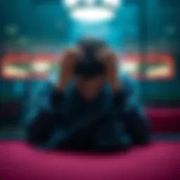 A 28-year-old man shows despair as he sits alone at a table, reflecting on his struggles with gambling and debt