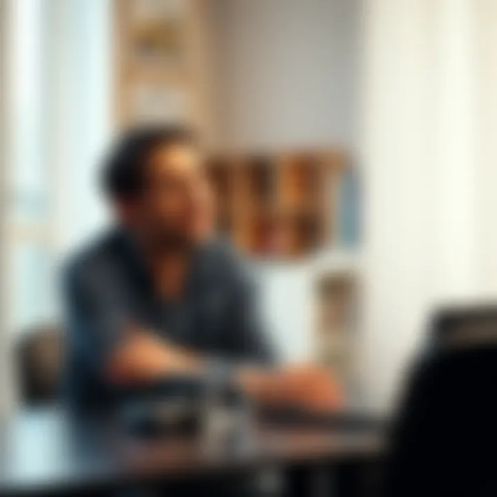 A man sits at a table, speaking earnestly to his wife, who looks attentive and concerned, as they discuss his gaming addiction.