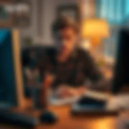 A man sitting at a desk with a worried expression, looking at his empty wallet and computer screen, reflecting on his decision to cash out.
