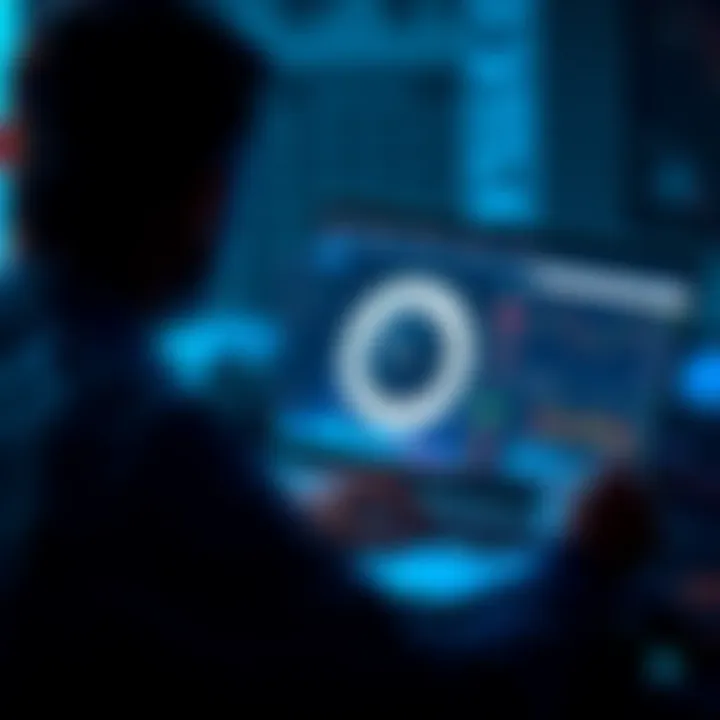 A person analyzing investment charts and strategies on a laptop with a clock showing one hour