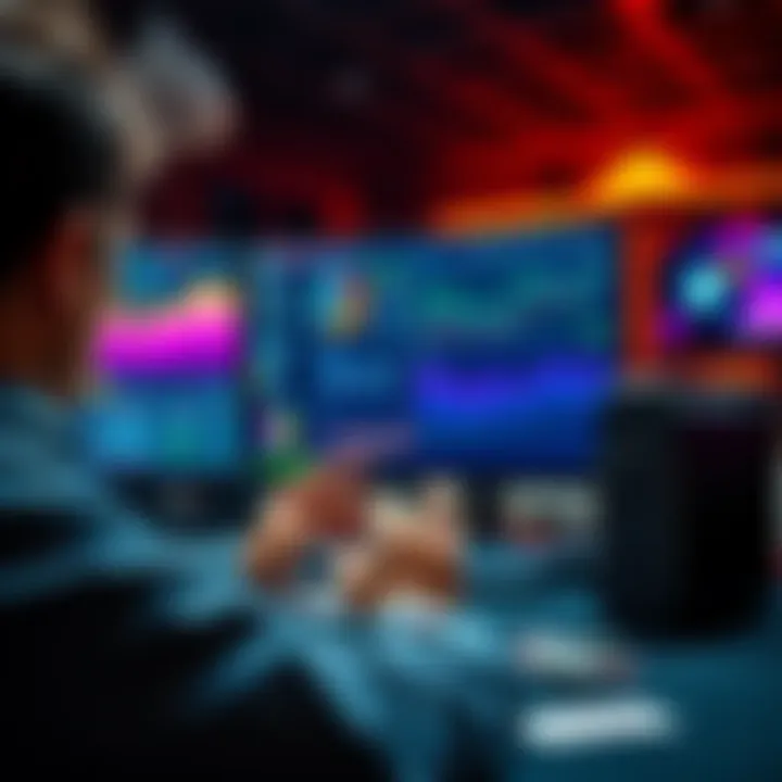 A person reviewing their poker game strategy while looking at a computer screen displaying graphs and charts. They have poker chips and cards on the table, showing a focus on balancing preservation an...