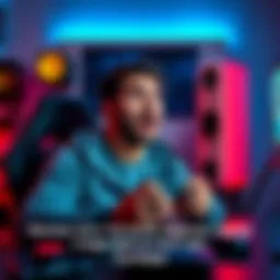 Mariano sitting in front of a gaming setup, looking shocked after making a bad move in a game, with a controller in hand and an expression of disbelief on his face.