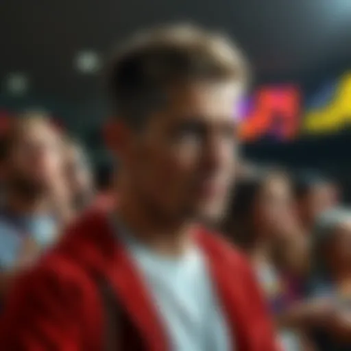 Mark Andrew looking upset after losing a chance to win $400, fans showing concern in the background