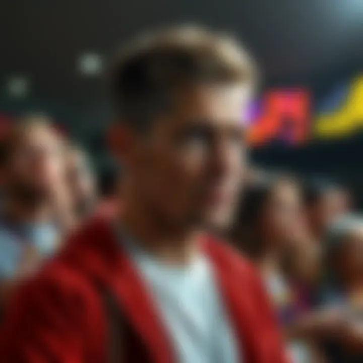 Mark Andrew looking upset after losing a chance to win $400, fans showing concern in the background