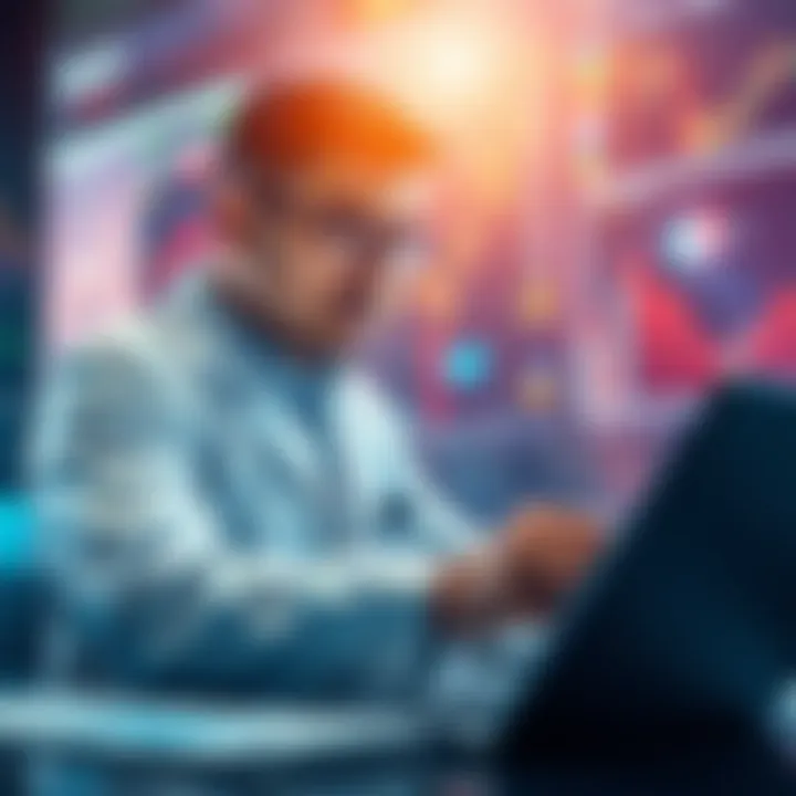 Financial expert analyzing stock market trends with charts and graphs