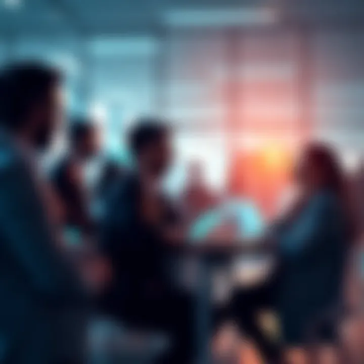 Market Trend 2025 People discussing new market trends for 2025 in a modern office setting