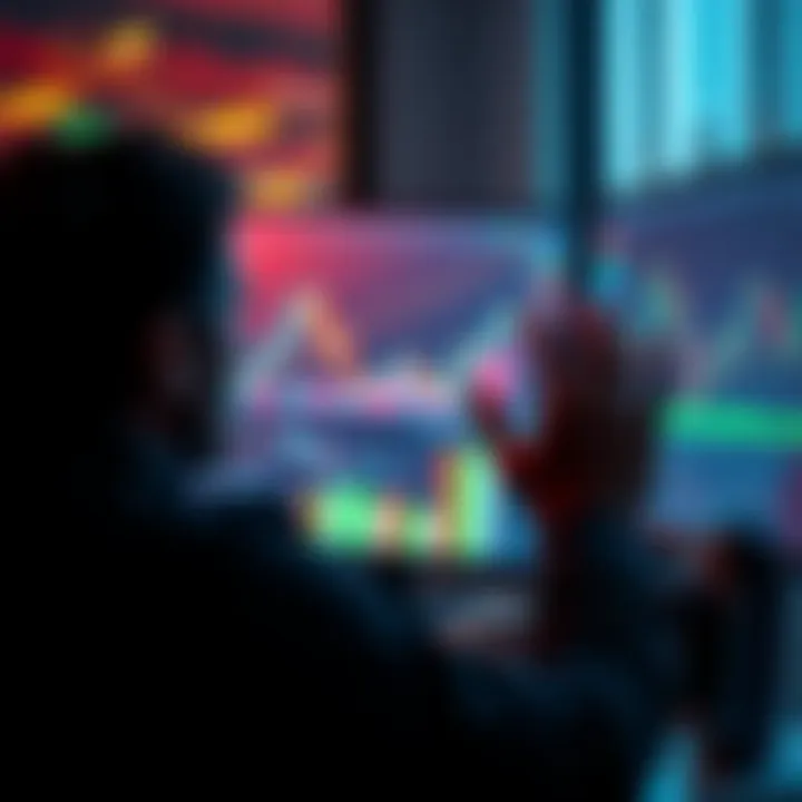 Person analyzing market trends with graphs and charts on a computer screen